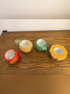 VTG PartyLite Fruit Splash Tealight Votive Candle Holders Set of 4 P7149 EUC
